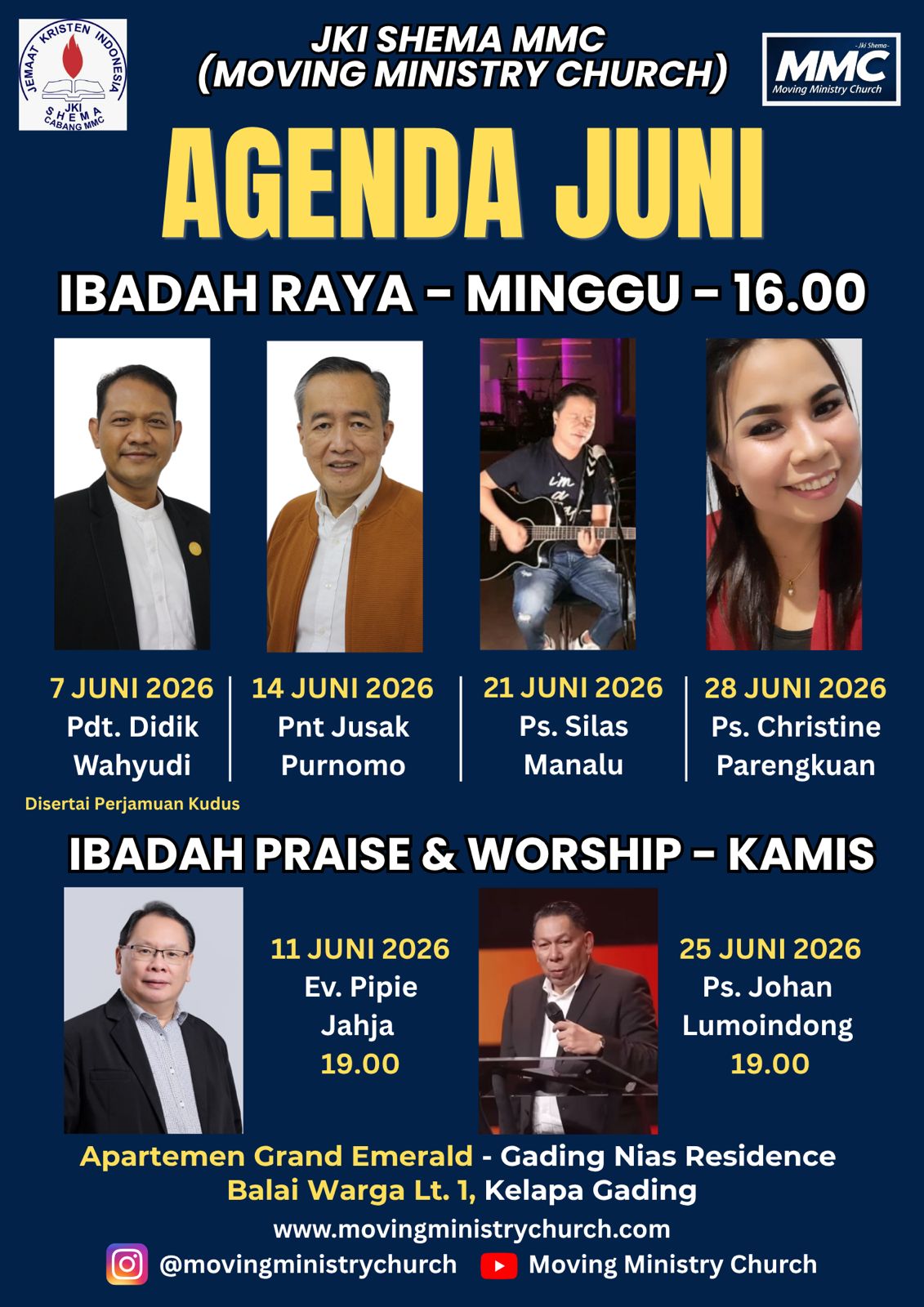 Agenda Ibadah Juni 2026 — JKI Shema MMC
